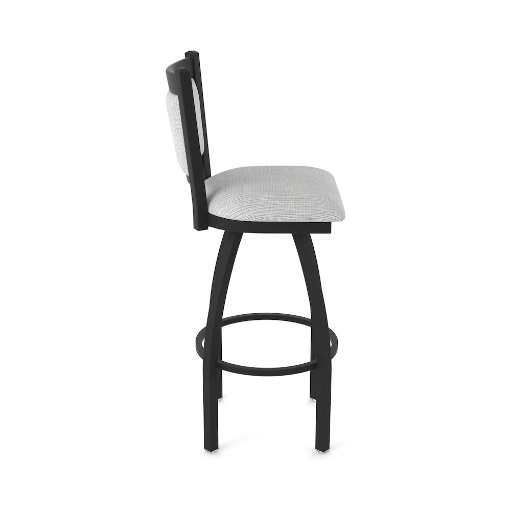 Swivel Bar Stool with Black Wrinkle Finish and Graph Alpine Seat and Back. Picture 4