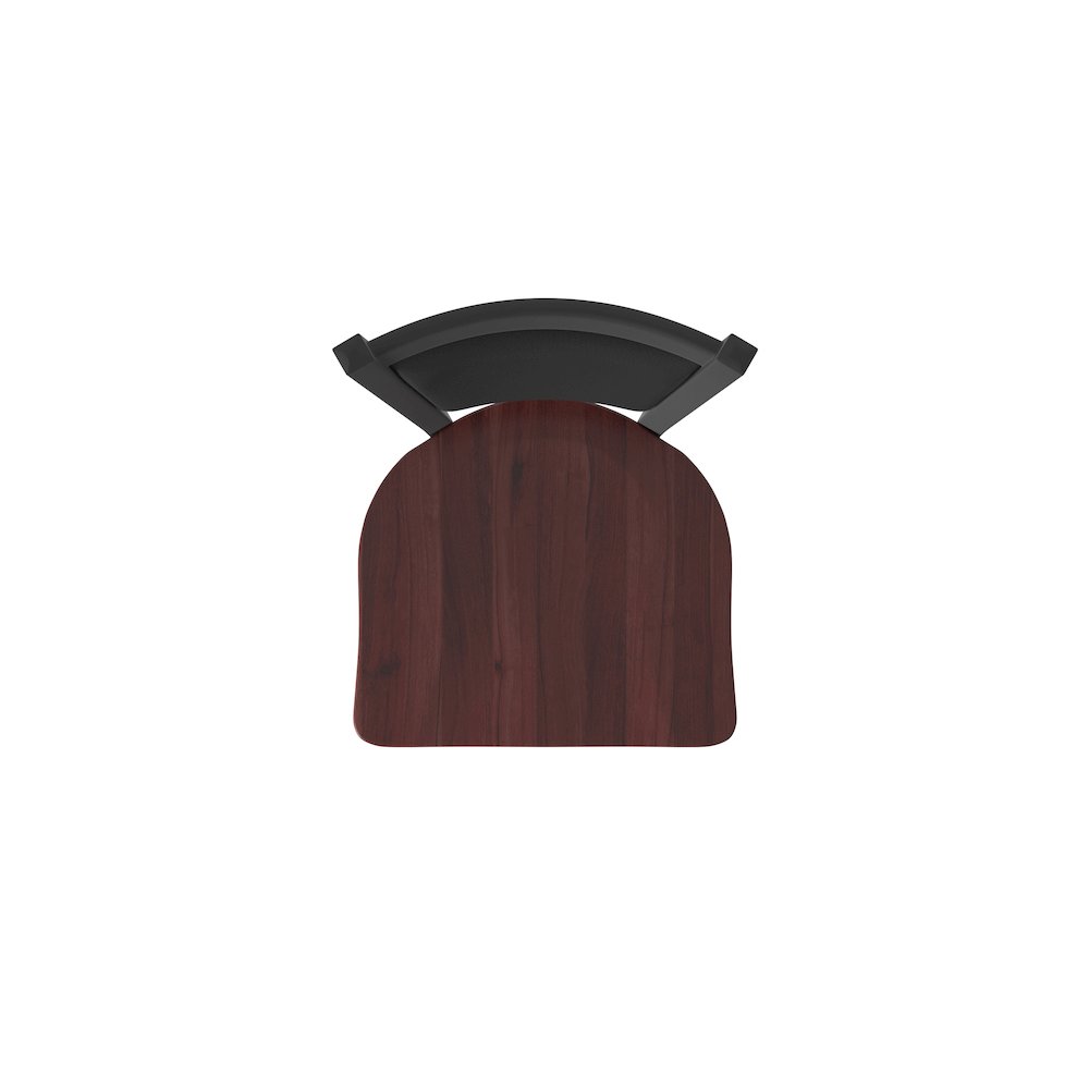Swivel Bar Stool with Black Wrinkle Finish and Dark Cherry Maple Seat. Picture 3