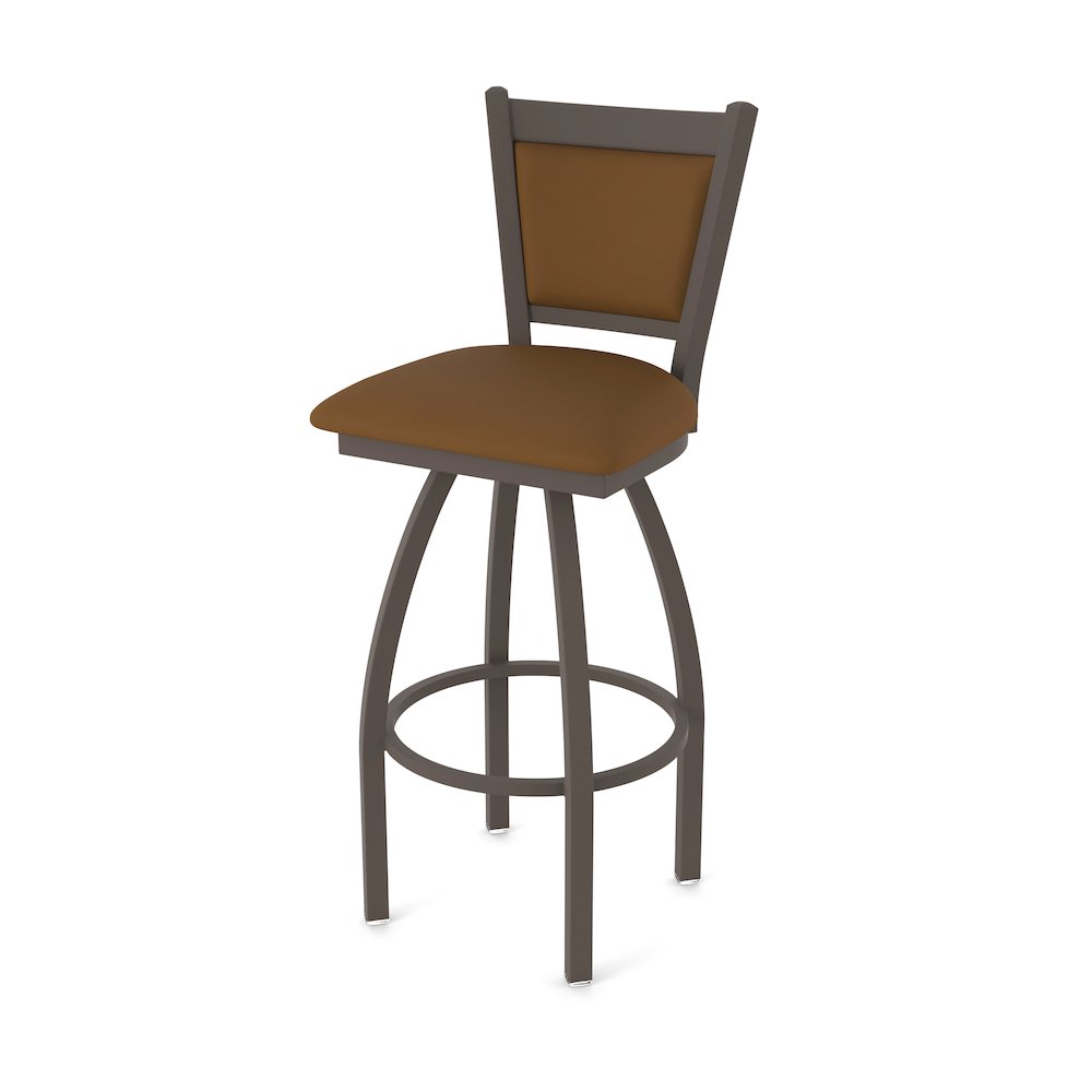 Swivel Bar Stool with Bronze Finish and Canter Thatch Seat and Back. Picture 1