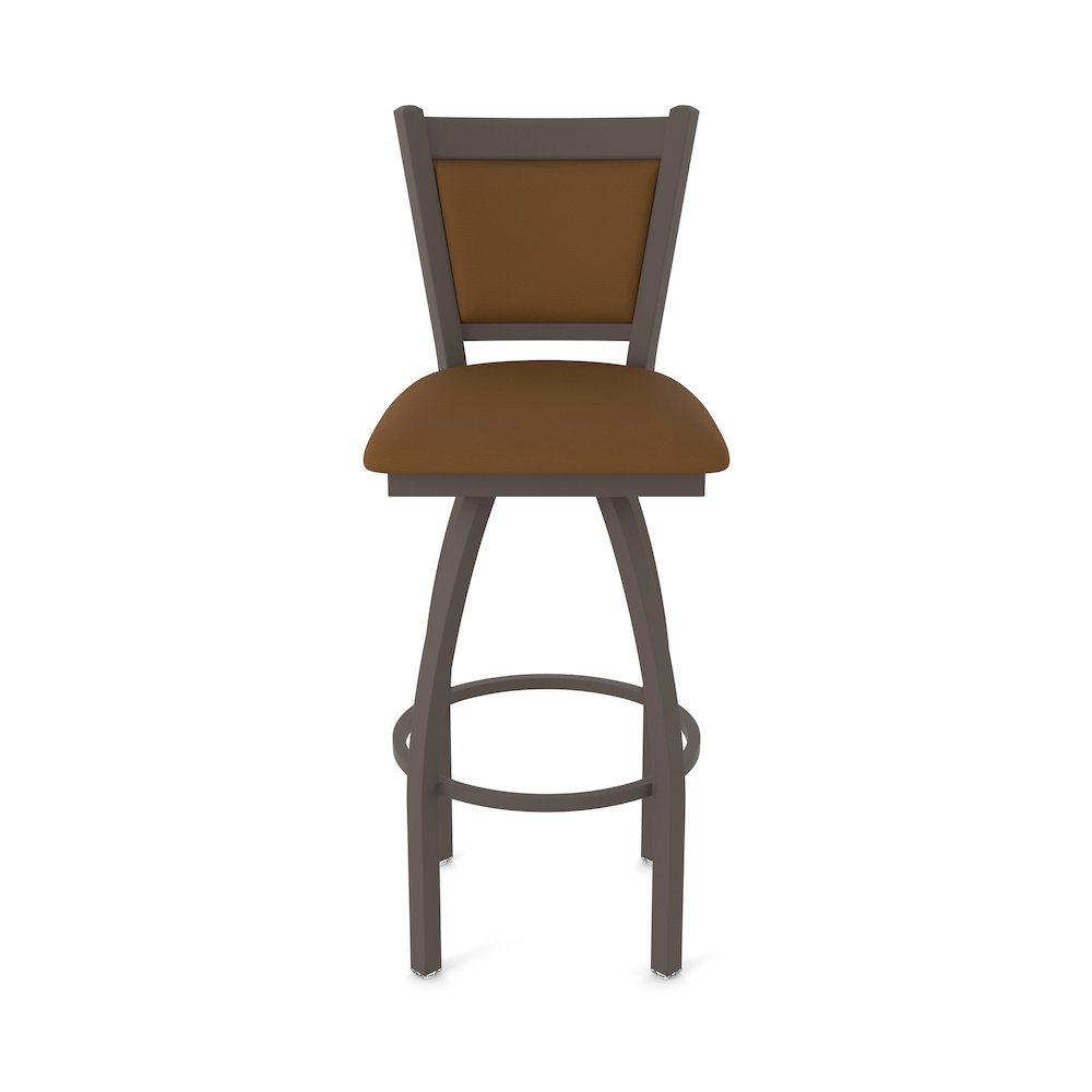 Swivel Bar Stool with Bronze Finish and Canter Thatch Seat and Back. Picture 5