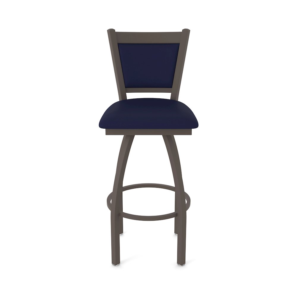 Swivel Bar Stool with Bronze Finish and Canter Twilight Seat and Back. Picture 5