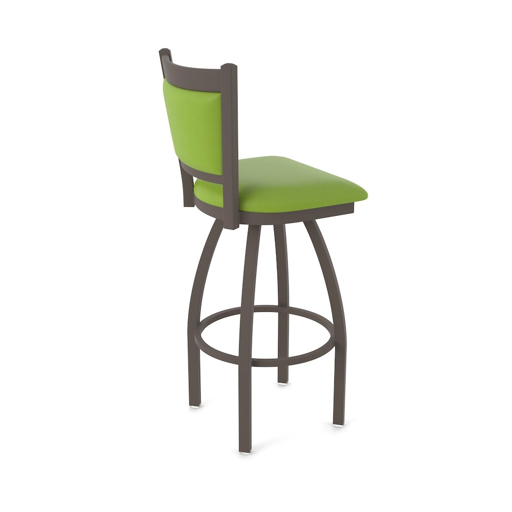 Swivel Bar Stool with Bronze Finish and Canter Kiwi Green Seat and Back. Picture 2