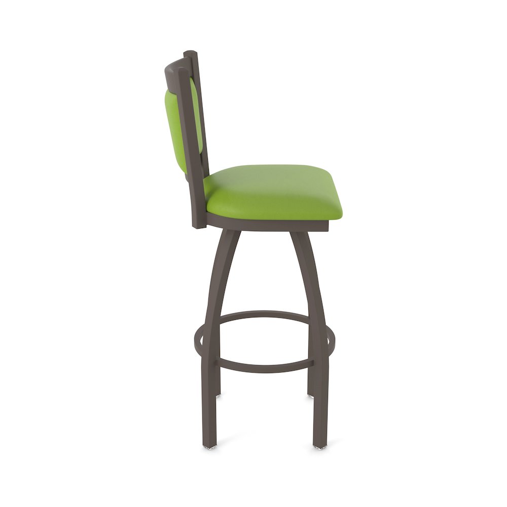 Swivel Bar Stool with Bronze Finish and Canter Kiwi Green Seat and Back. Picture 4