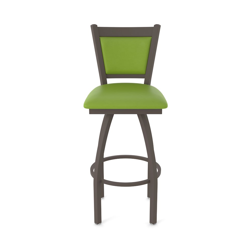 Swivel Bar Stool with Bronze Finish and Canter Kiwi Green Seat and Back. Picture 5