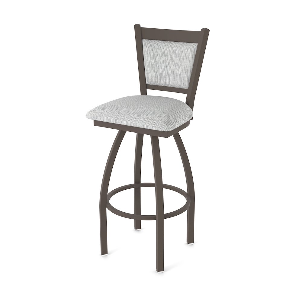 Swivel Bar Stool with Bronze Finish and Graph Alpine Seat and Back. Picture 1