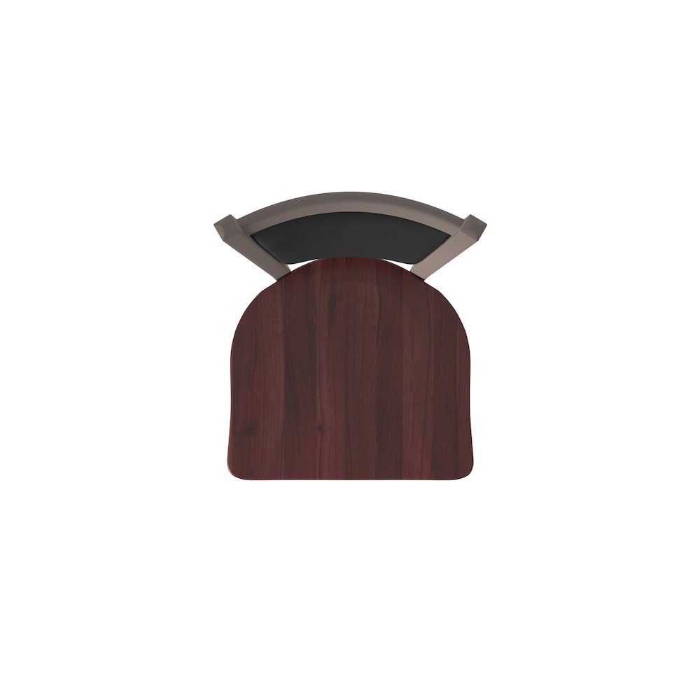 Swivel Bar Stool with Bronze Finish and Dark Cherry Maple Seat and Black Vinyl. Picture 3