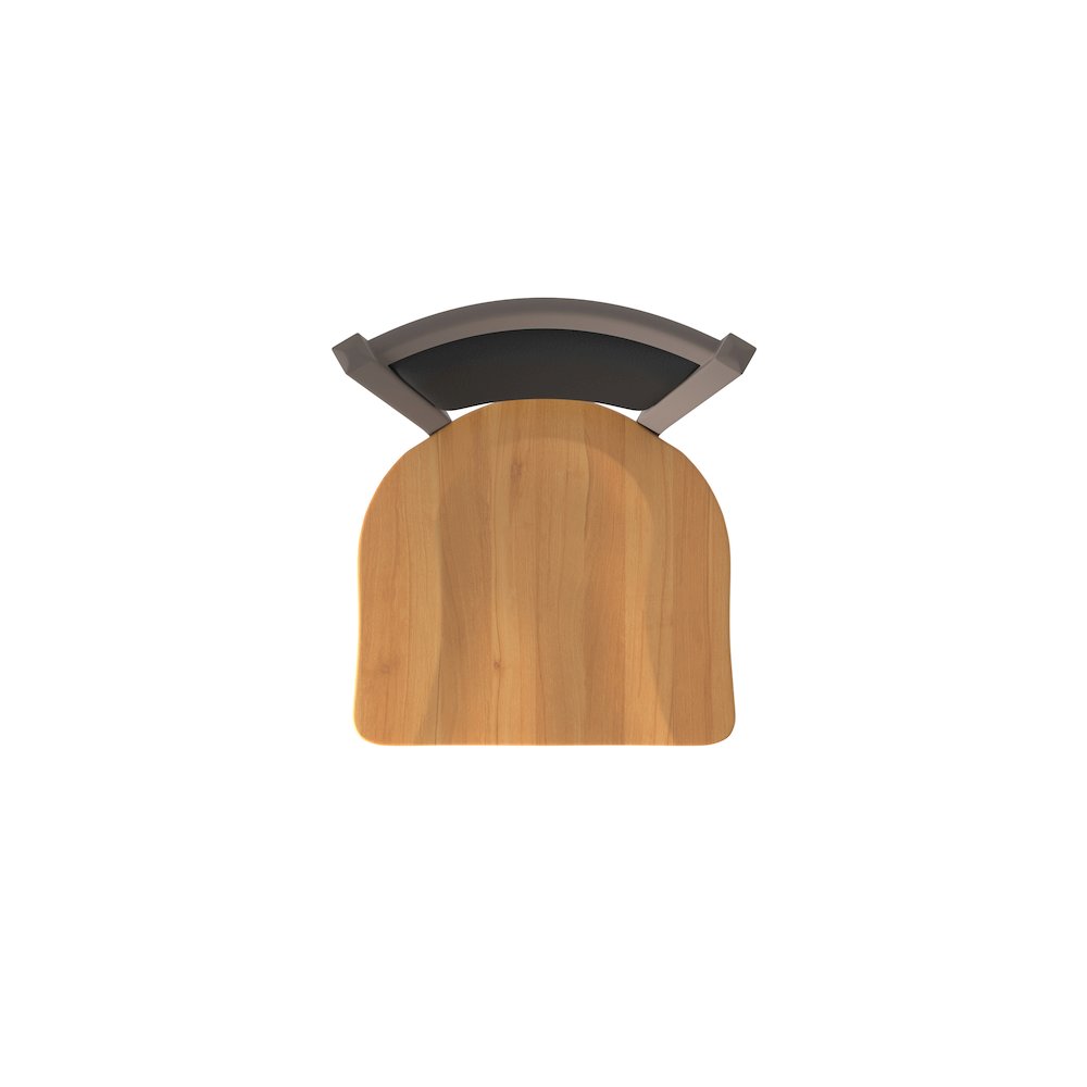 Swivel Bar Stool with Bronze Finish and Medium Maple Seat and Black Vinyl Back. Picture 3