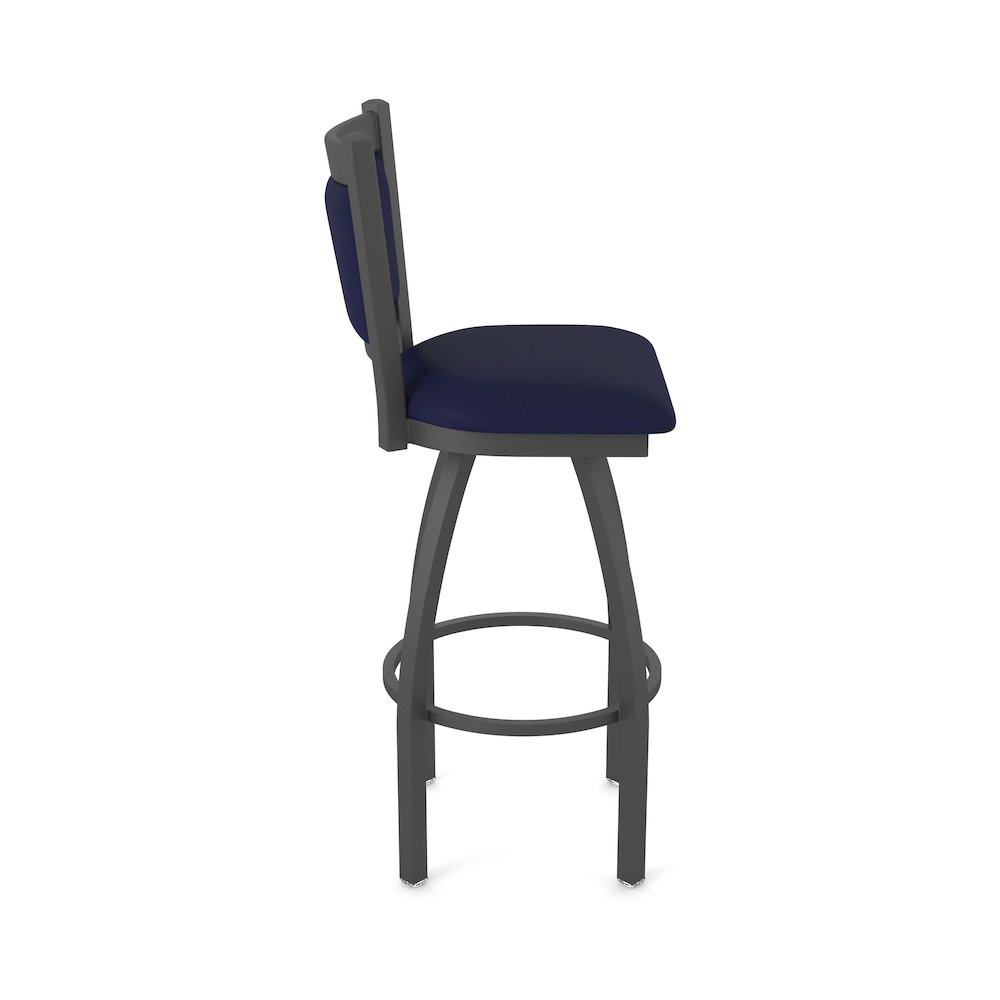 Swivel Bar Stool with Pewter Finish and Canter Twilight Seat and Back. Picture 4