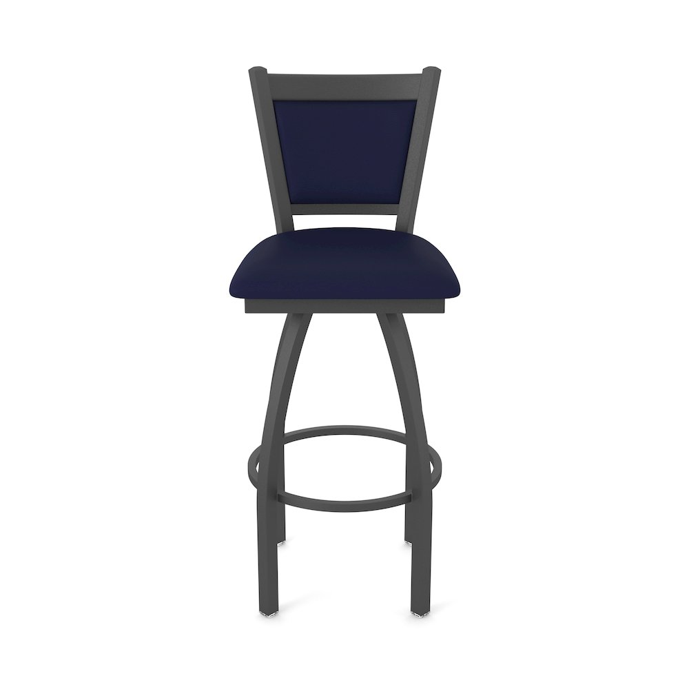 Swivel Bar Stool with Pewter Finish and Canter Twilight Seat and Back. Picture 5