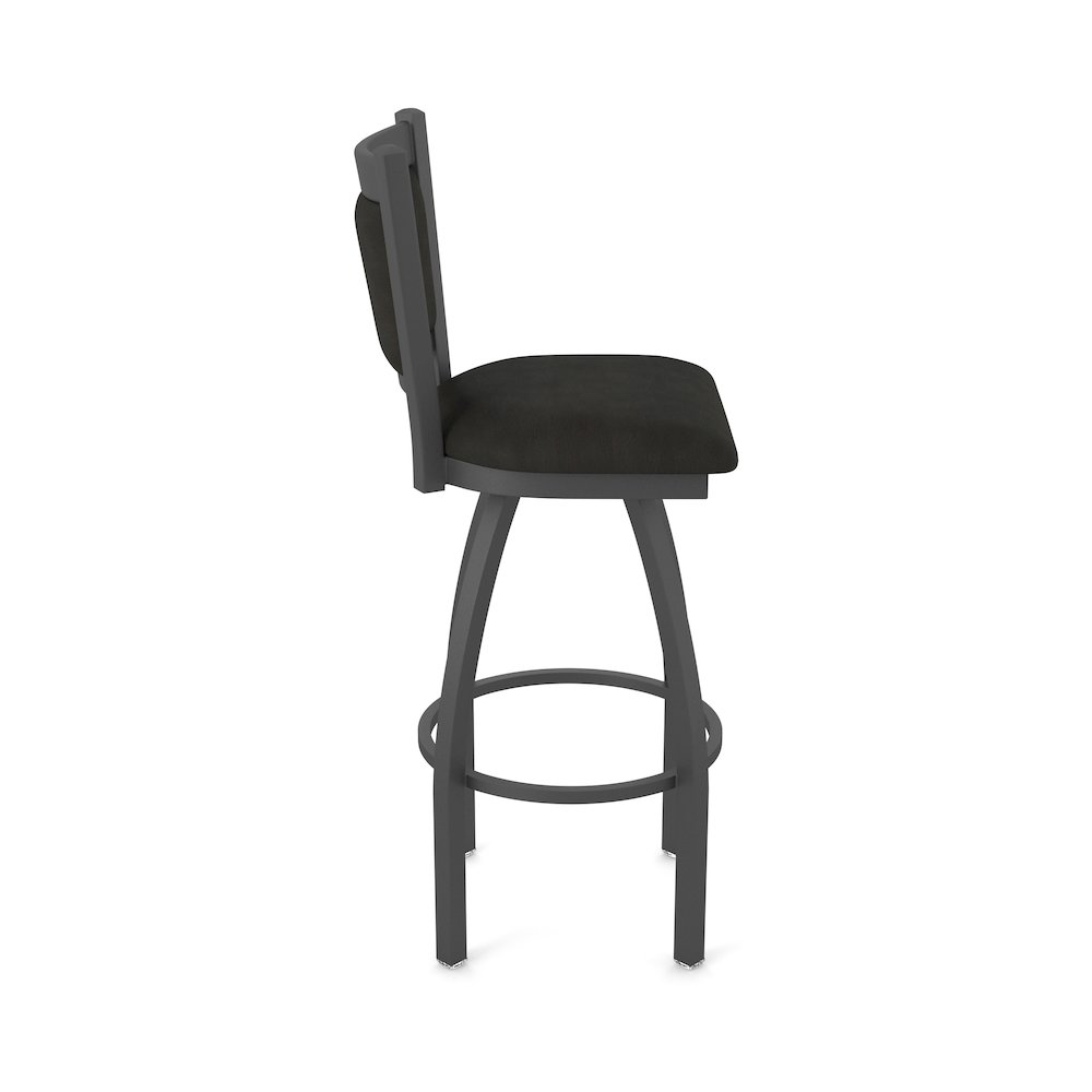 Swivel Bar Stool with Pewter Finish and Canter Espresso Seat and Back. Picture 4