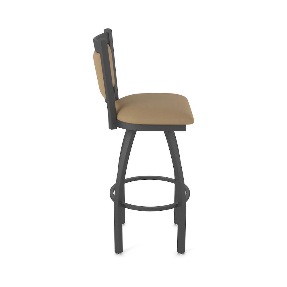 Swivel Bar Stool with Pewter Finish and Canter Sand Seat and Back. Picture 4