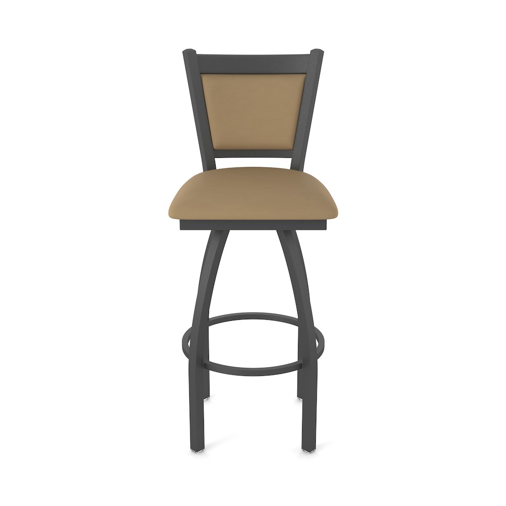 Swivel Bar Stool with Pewter Finish and Canter Sand Seat and Back. Picture 5