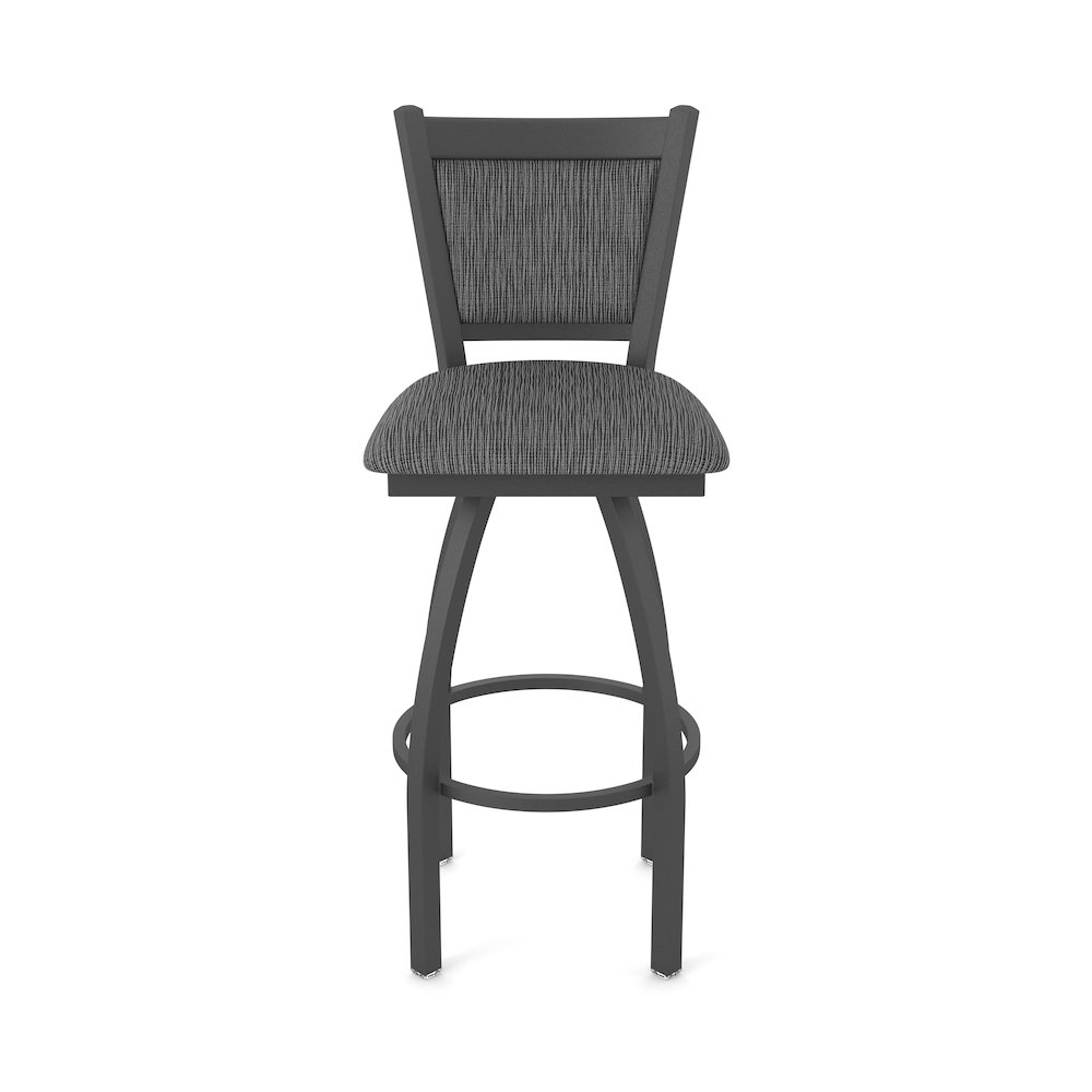 Swivel Bar Stool with Pewter Finish and Graph Coal Seat and Back. Picture 5