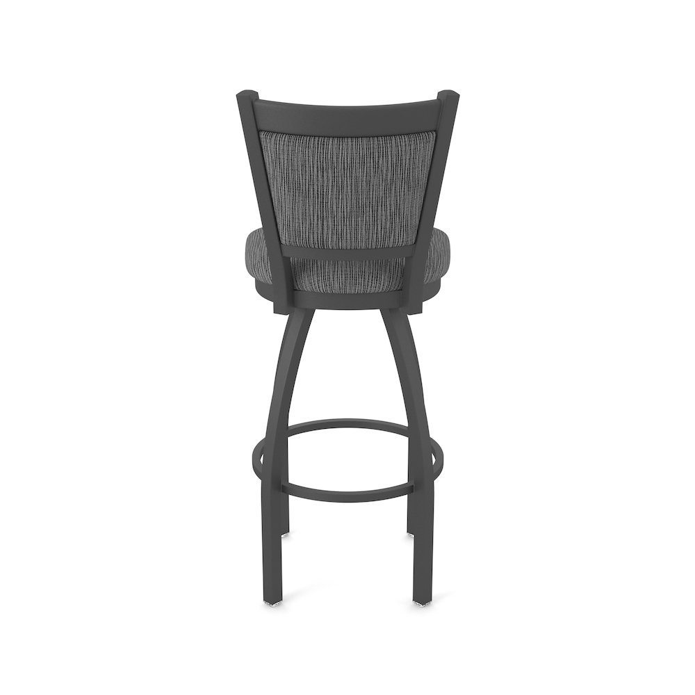 Swivel Bar Stool with Pewter Finish and Graph Coal Seat and Back. Picture 6