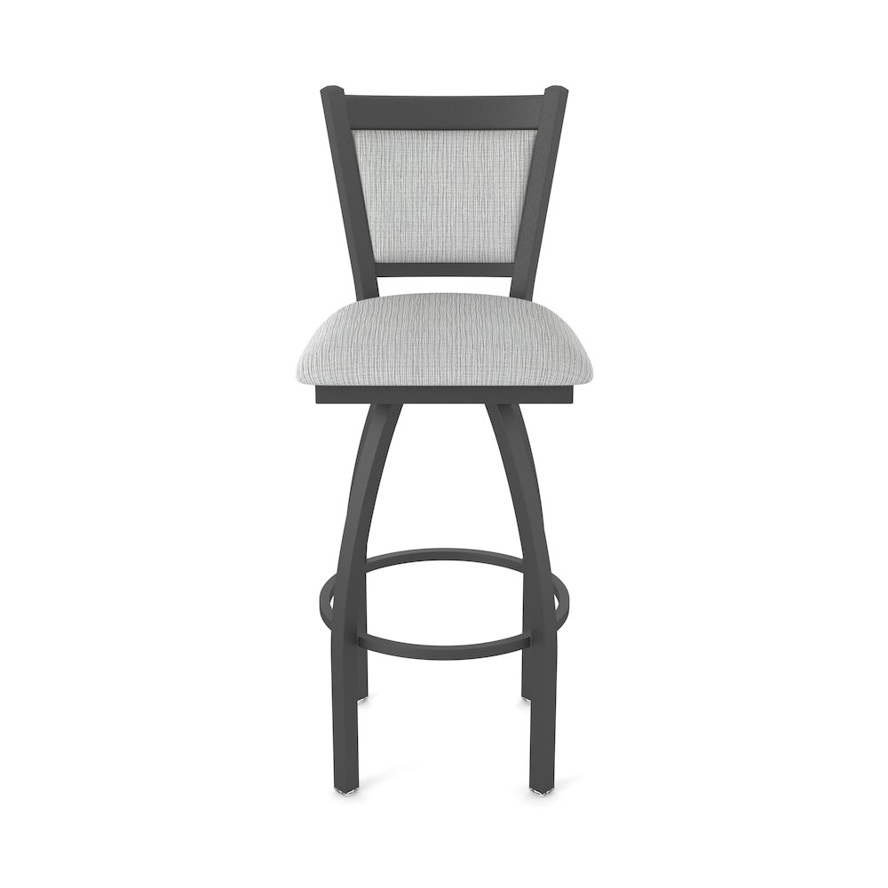 Swivel Bar Stool with Pewter Finish and Graph Alpine Seat and Back. Picture 5