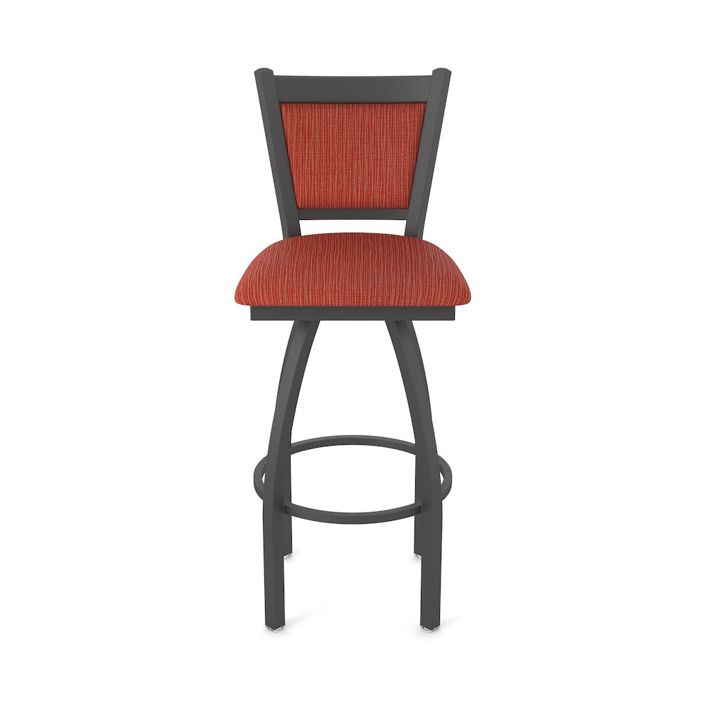 Swivel Bar Stool with Pewter Finish and Graph Poppy Seat and Back. Picture 5