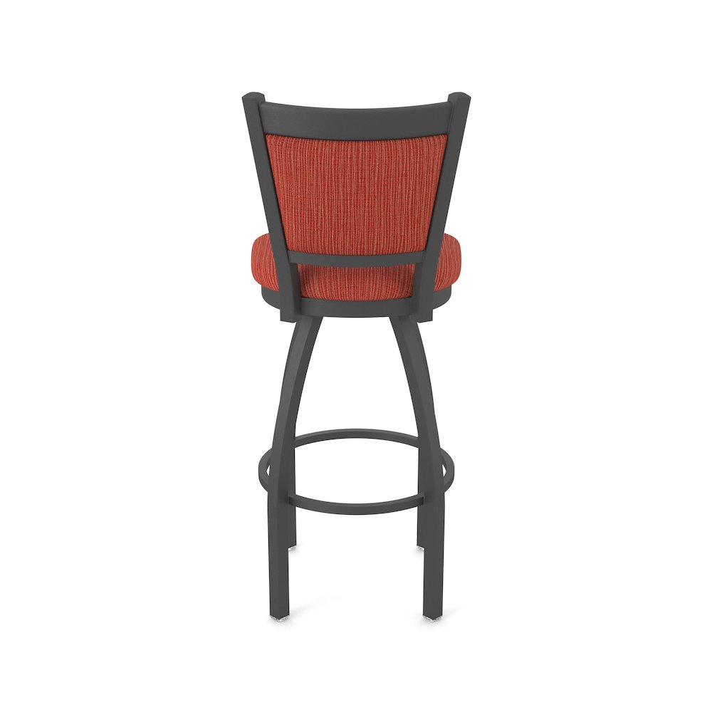 Swivel Bar Stool with Pewter Finish and Graph Poppy Seat and Back. Picture 6