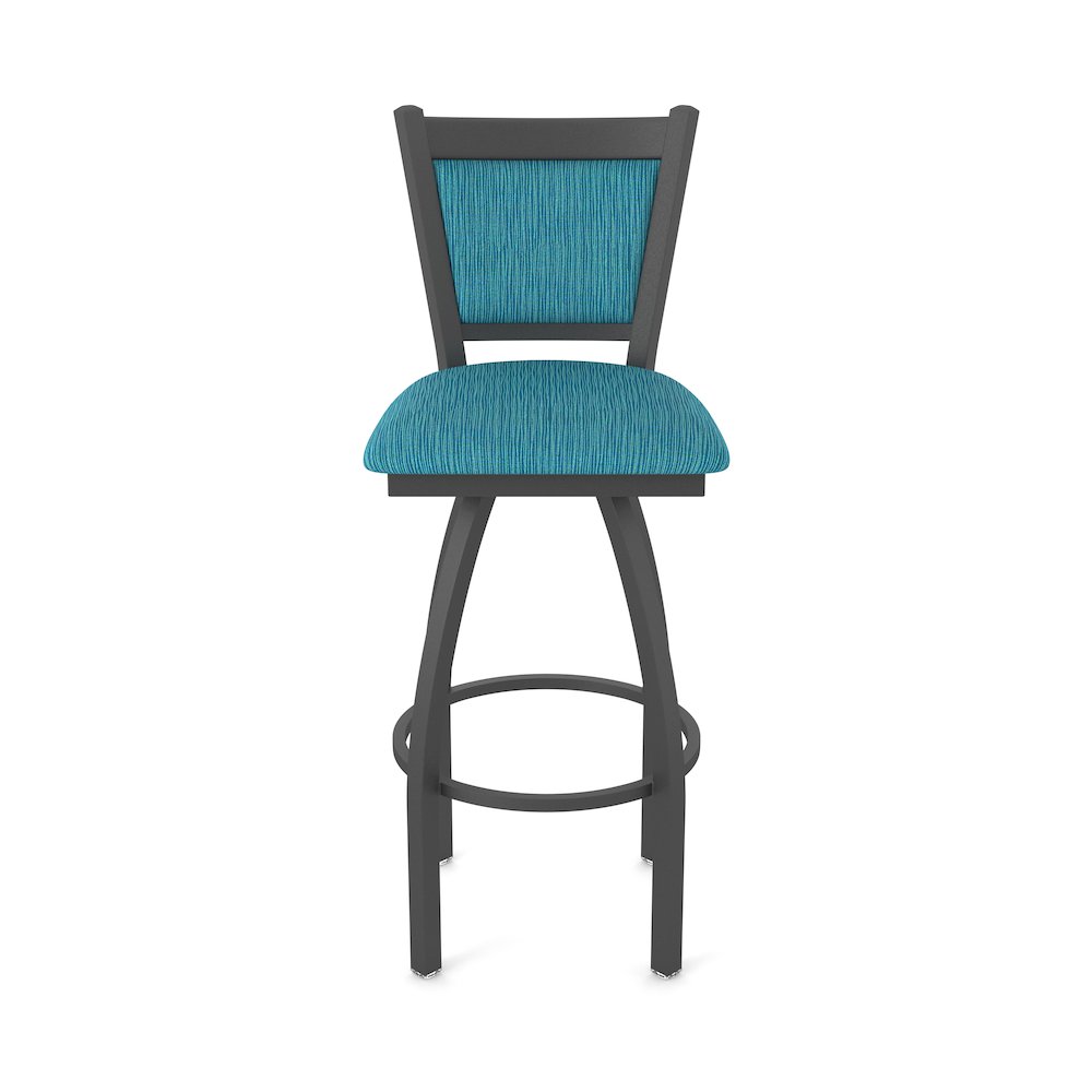 Swivel Bar Stool with Pewter Finish and Graph Tidal Seat and Back. Picture 5