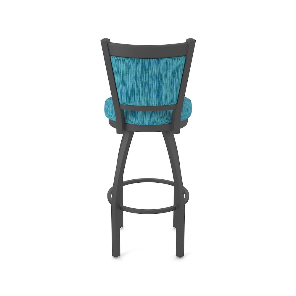 Swivel Bar Stool with Pewter Finish and Graph Tidal Seat and Back. Picture 6