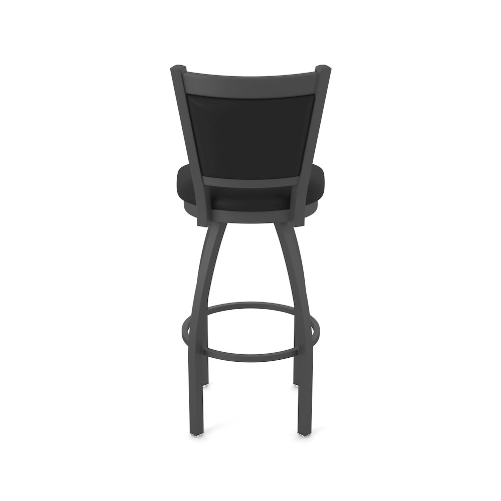 Swivel Bar Stool with Pewter Finish and Black Vinyl Seat and Back. Picture 6