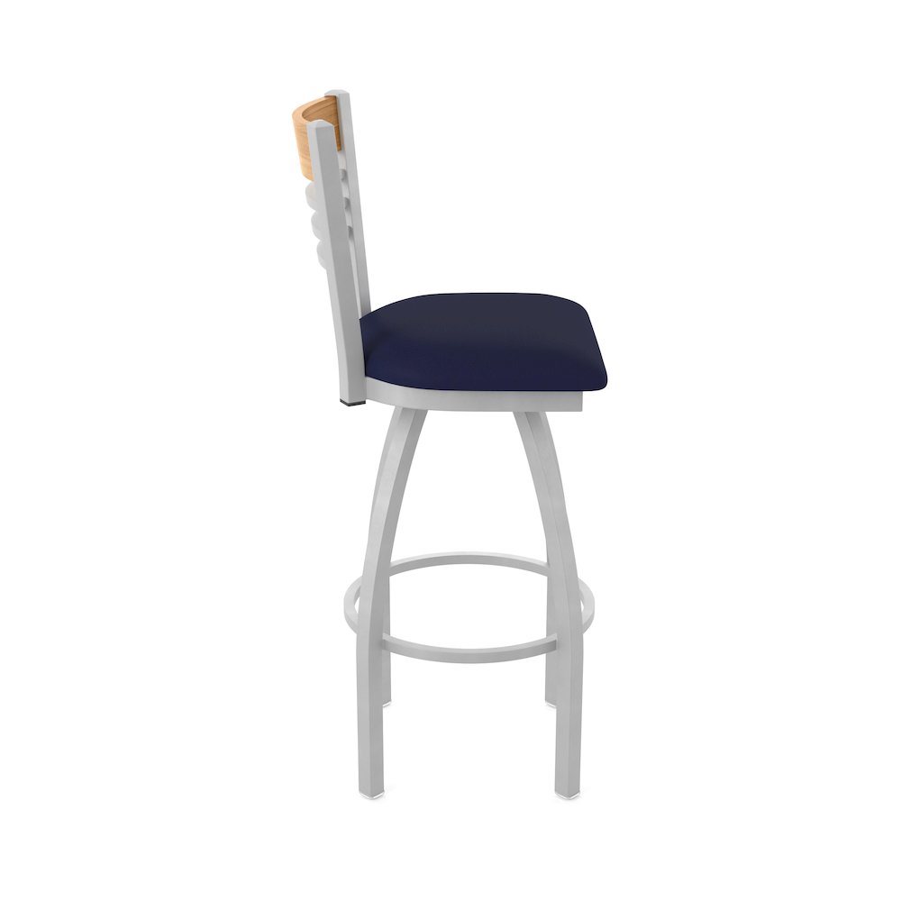 30" Swivel Bar Stool, Anodized Nickel Finish, Medium Back, Canter Twilight Seat. Picture 4