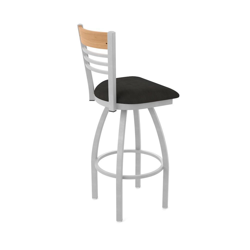 30" Swivel Bar Stool, Anodized Nickel Finish, Medium Back, Canter Espresso Seat. Picture 2
