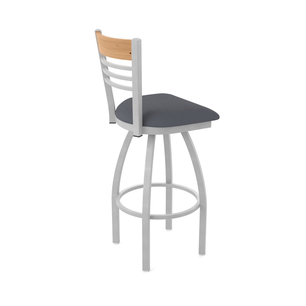 30" Swivel Bar Stool, Anodized Nickel Finish, Medium Back, Canter Storm Seat. Picture 2