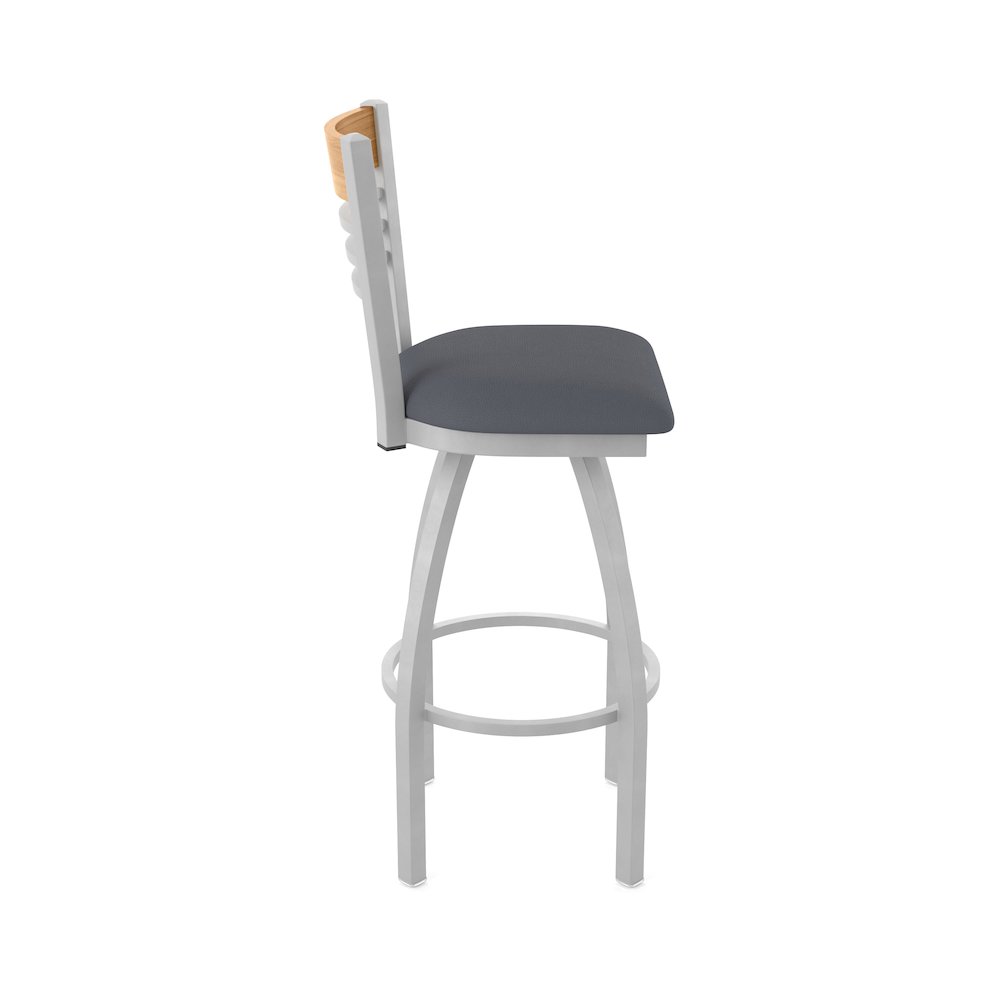 30" Swivel Bar Stool, Anodized Nickel Finish, Medium Back, Canter Storm Seat. Picture 4