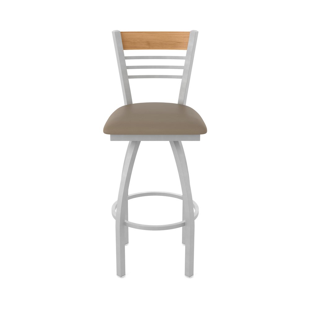 30" Swivel Bar Stool, Anodized Nickel Finish, Medium Back, Canter Earth Seat. Picture 5
