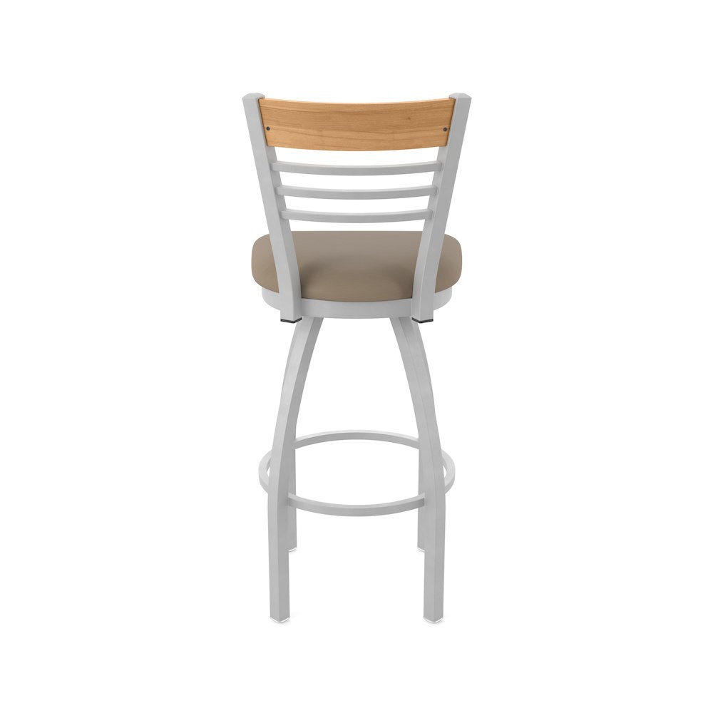 30" Swivel Bar Stool, Anodized Nickel Finish, Medium Back, Canter Earth Seat. Picture 6