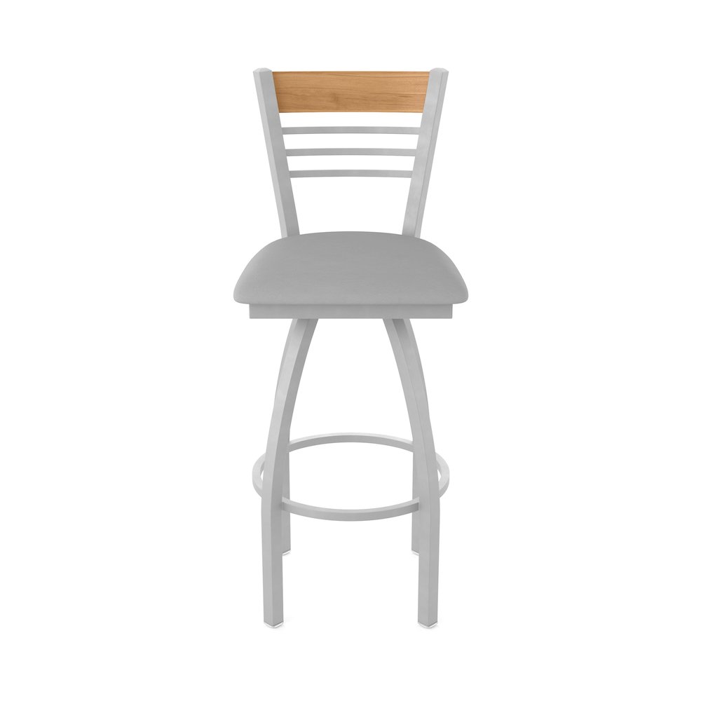 30" Swivel Bar Stool, Anodized Nickel Finish, Medium Back. Picture 5