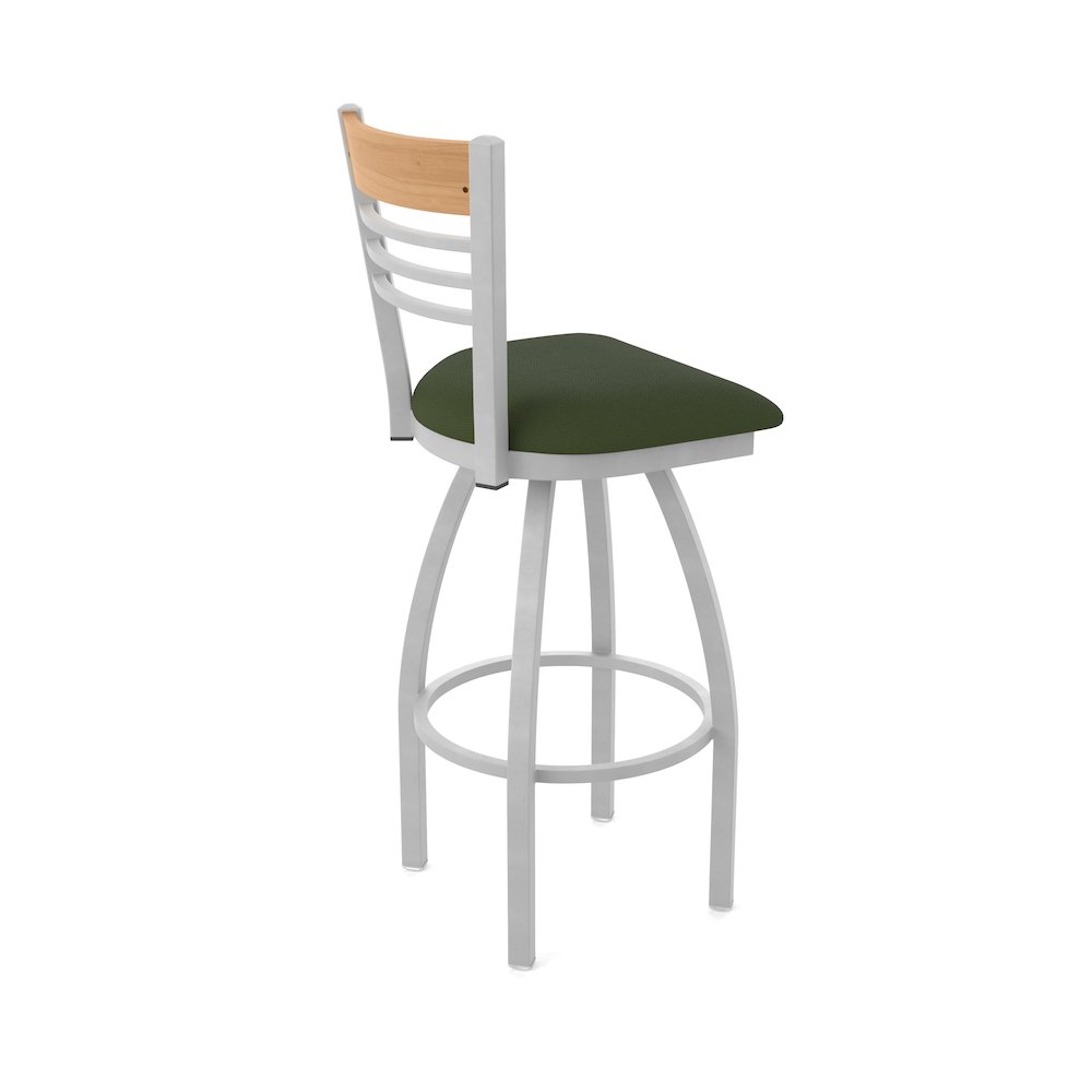 30" Swivel Bar Stool, Anodized Nickel Finish, Medium Back, Canter Pine Seat. Picture 2