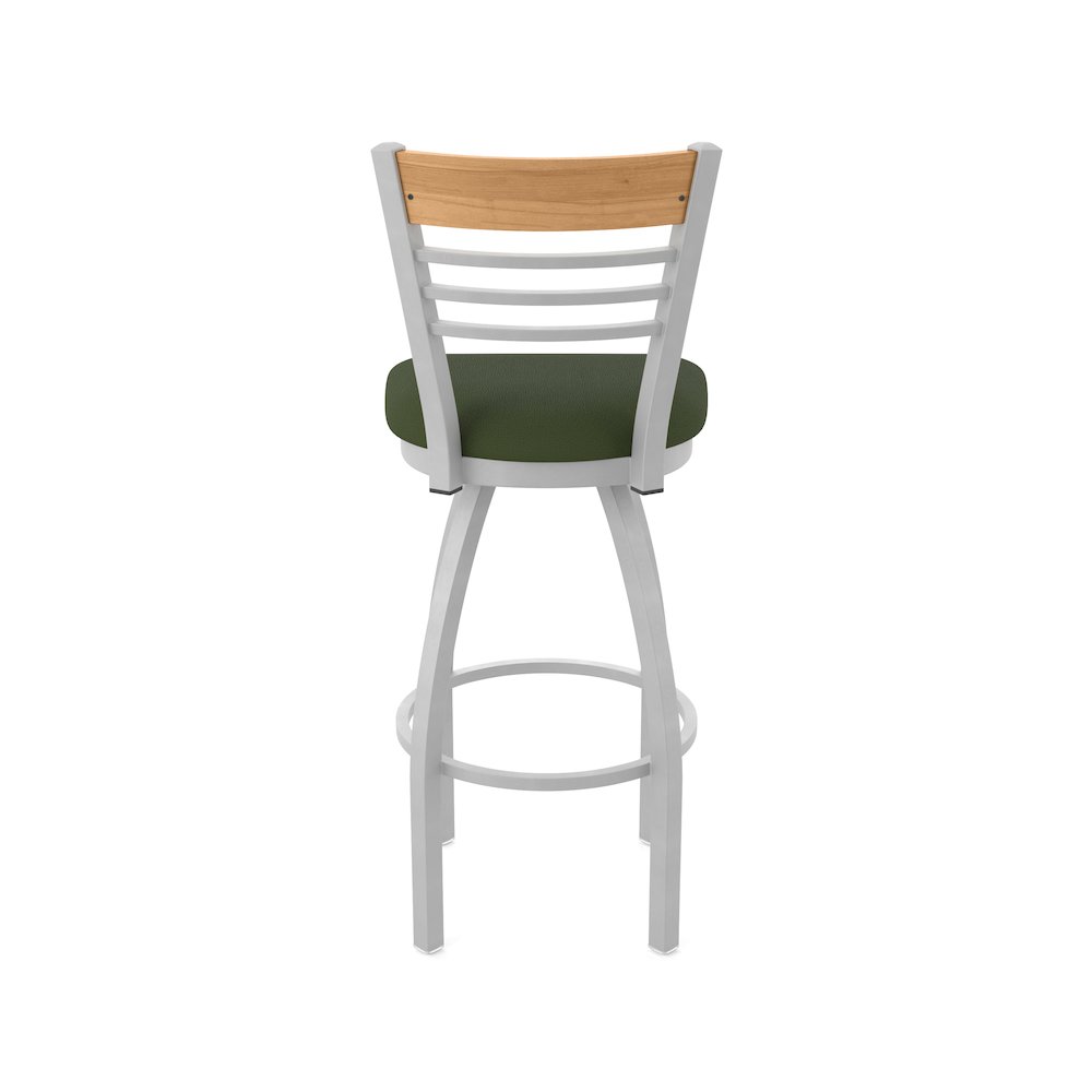 30" Swivel Bar Stool, Anodized Nickel Finish, Medium Back, Canter Pine Seat. Picture 6