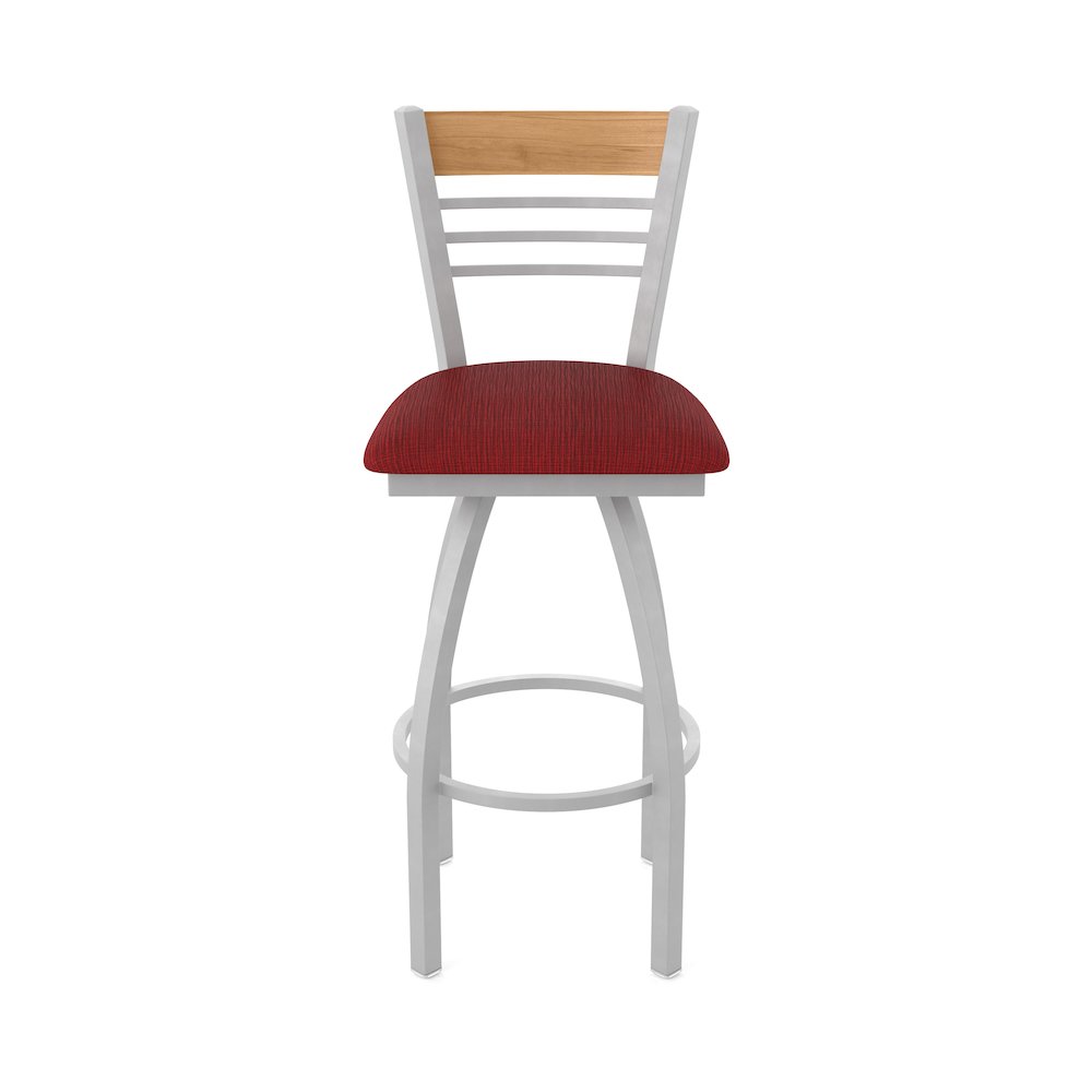 30" Swivel Bar Stool, Anodized Nickel Finish, Medium Back, Graph Ruby Seat. Picture 5