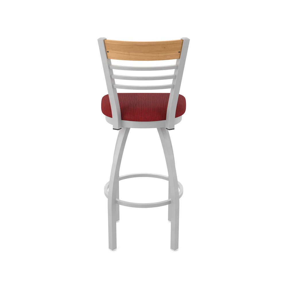 30" Swivel Bar Stool, Anodized Nickel Finish, Medium Back, Graph Ruby Seat. Picture 6