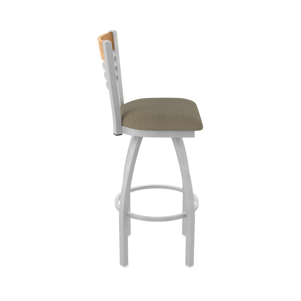 30" Swivel Bar Stool, Anodized Nickel Finish, Medium Back, Graph Cork Seat. Picture 4