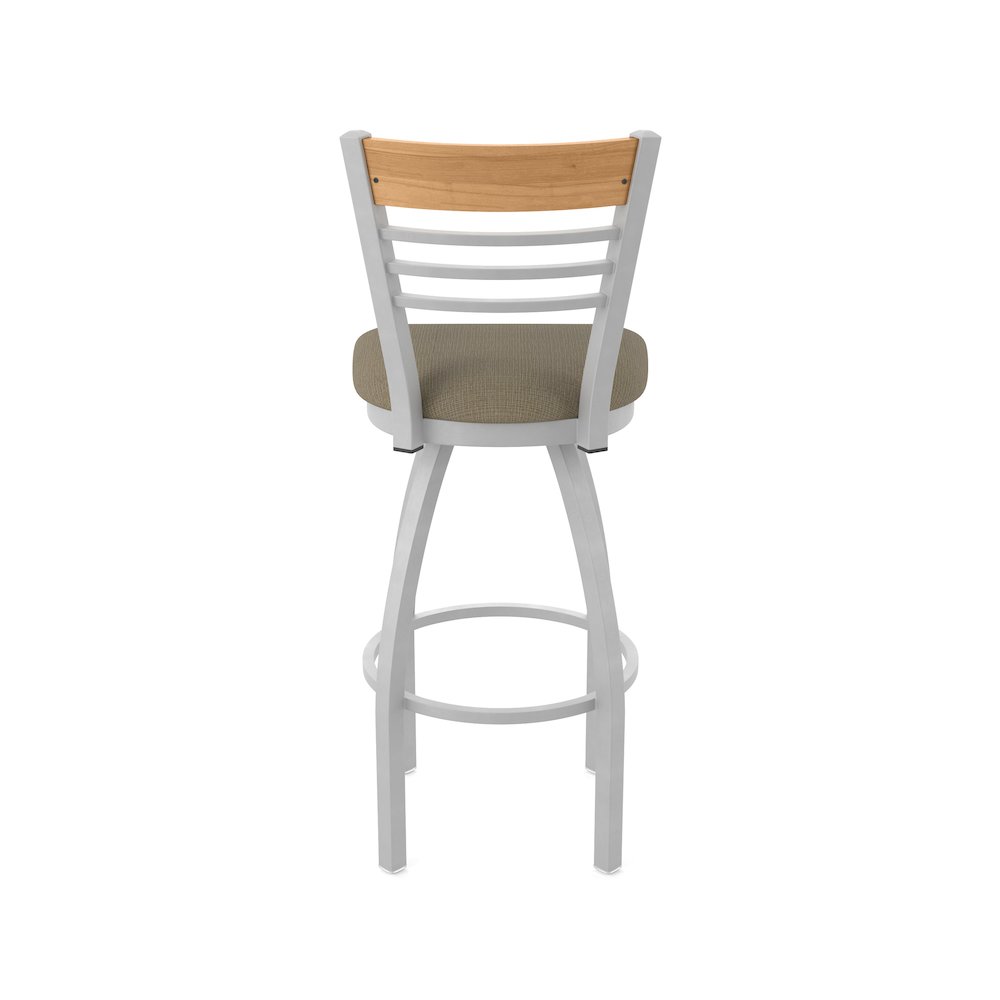 30" Swivel Bar Stool, Anodized Nickel Finish, Medium Back, Graph Cork Seat. Picture 6