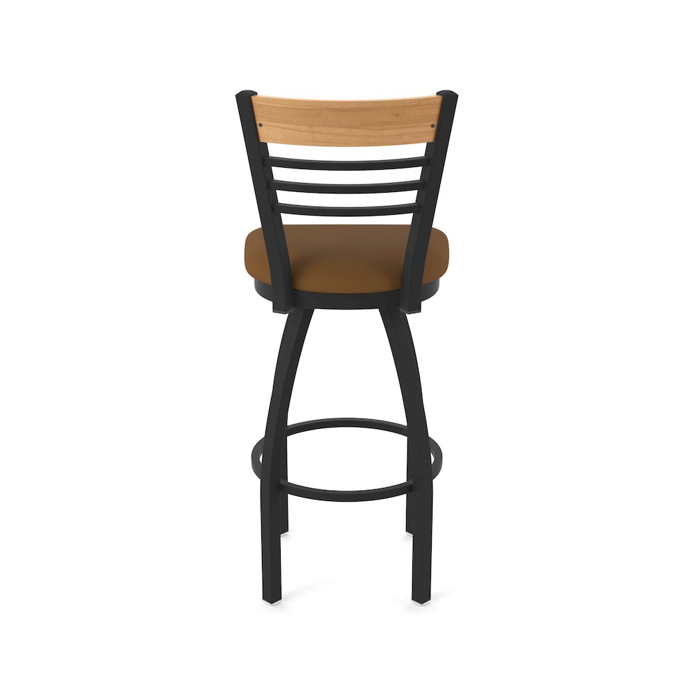 30" Swivel Bar Stool, Black Wrinkle Finish, Medium Back, Canter Thatch Seat. Picture 6
