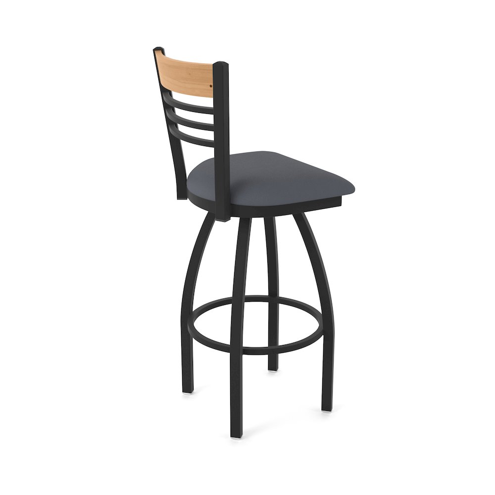 30" Swivel Bar Stool, Black Wrinkle Finish, Medium Back, Canter Storm Seat. Picture 2