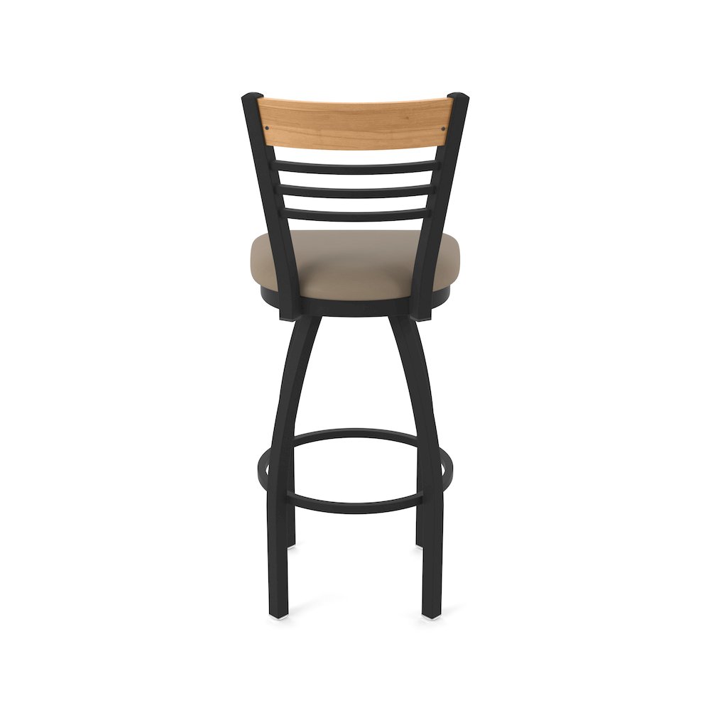 30" Swivel Bar Stool, Black Wrinkle Finish, Medium Back, Canter Earth Seat. Picture 6