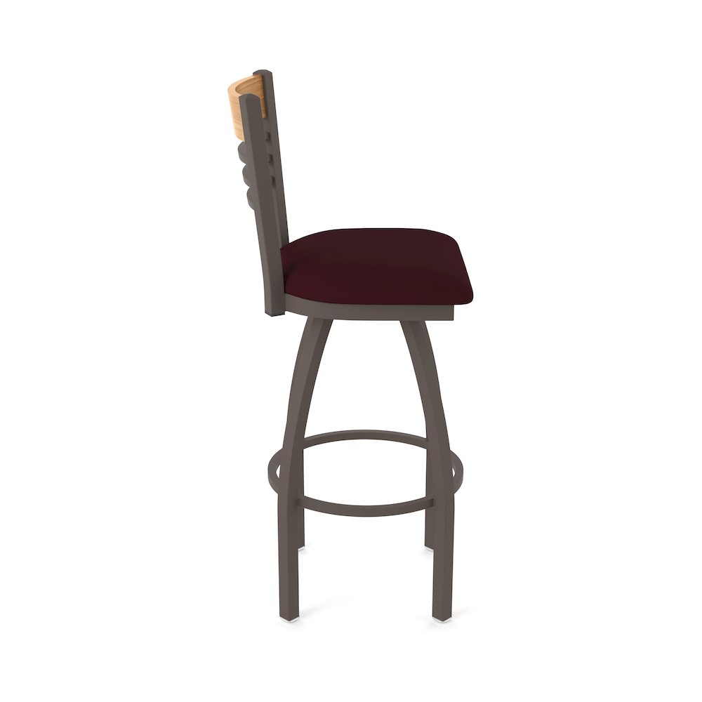 30" Swivel Bar Stool, Bronze Finish, Medium Back, Canter Bordeaux Seat. Picture 4
