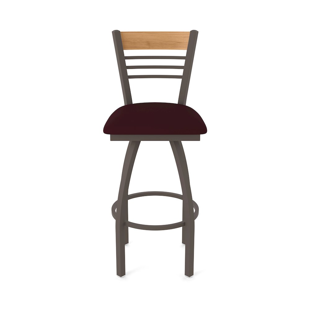 30" Swivel Bar Stool, Bronze Finish, Medium Back, Canter Bordeaux Seat. Picture 5