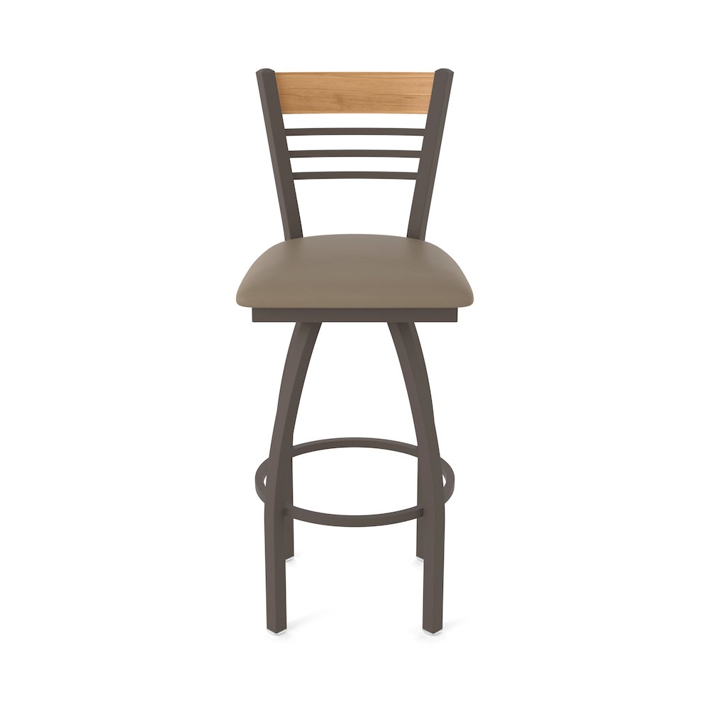 30" Swivel Bar Stool, Bronze Finish, Medium Back, Canter Earth Seat. Picture 5