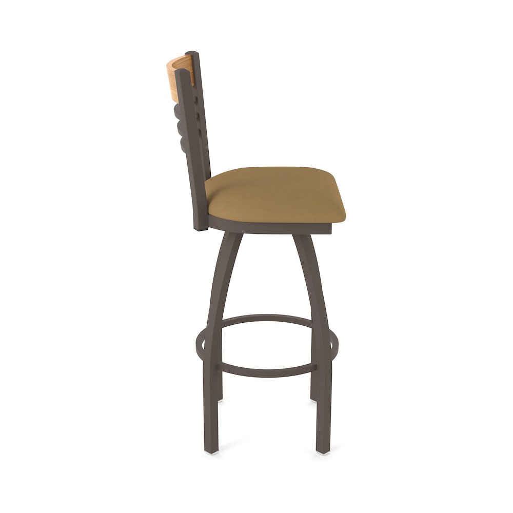 30" Swivel Bar Stool, Bronze Finish, Medium Back, Canter Saddle Seat. Picture 4