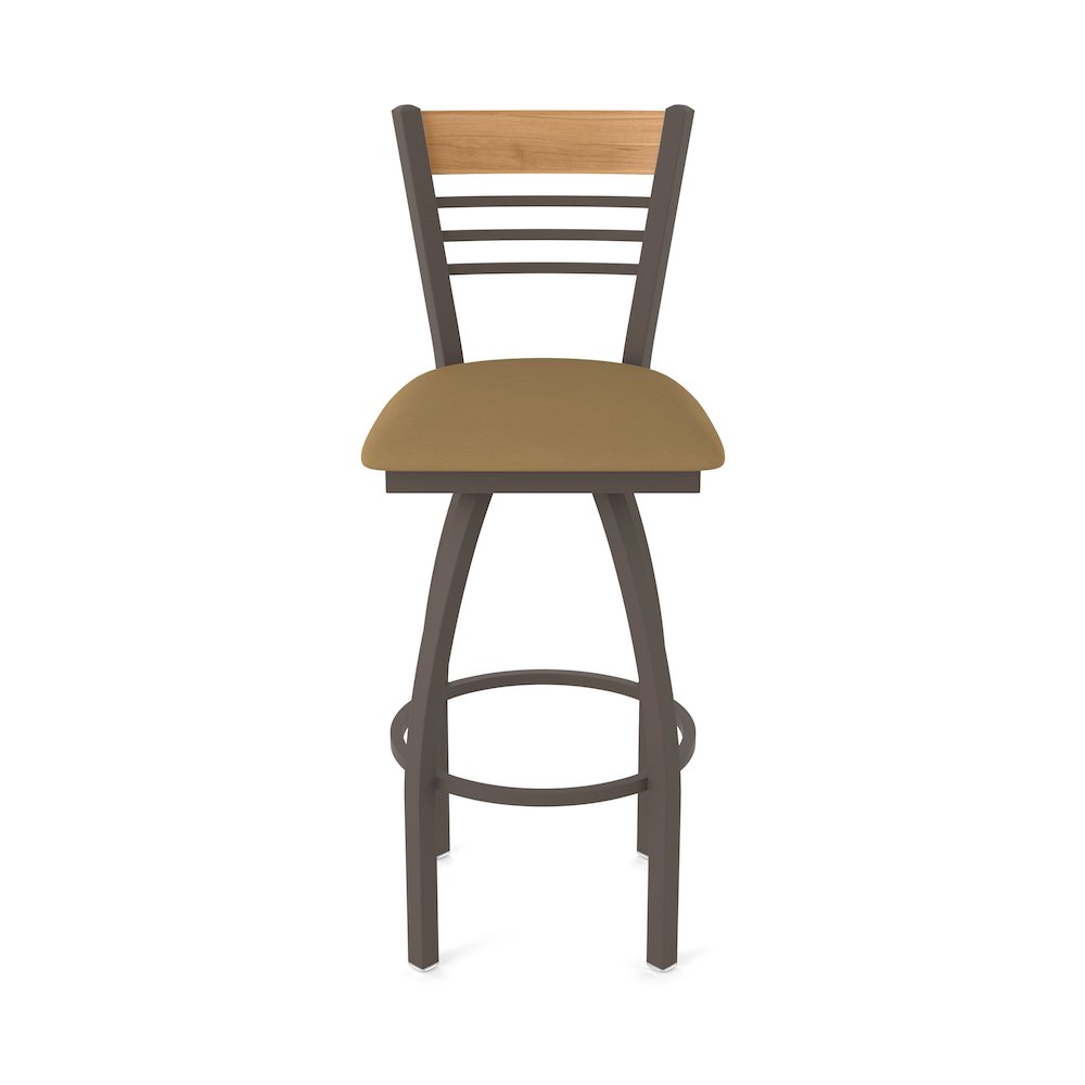 30" Swivel Bar Stool, Bronze Finish, Medium Back, Canter Saddle Seat. Picture 5