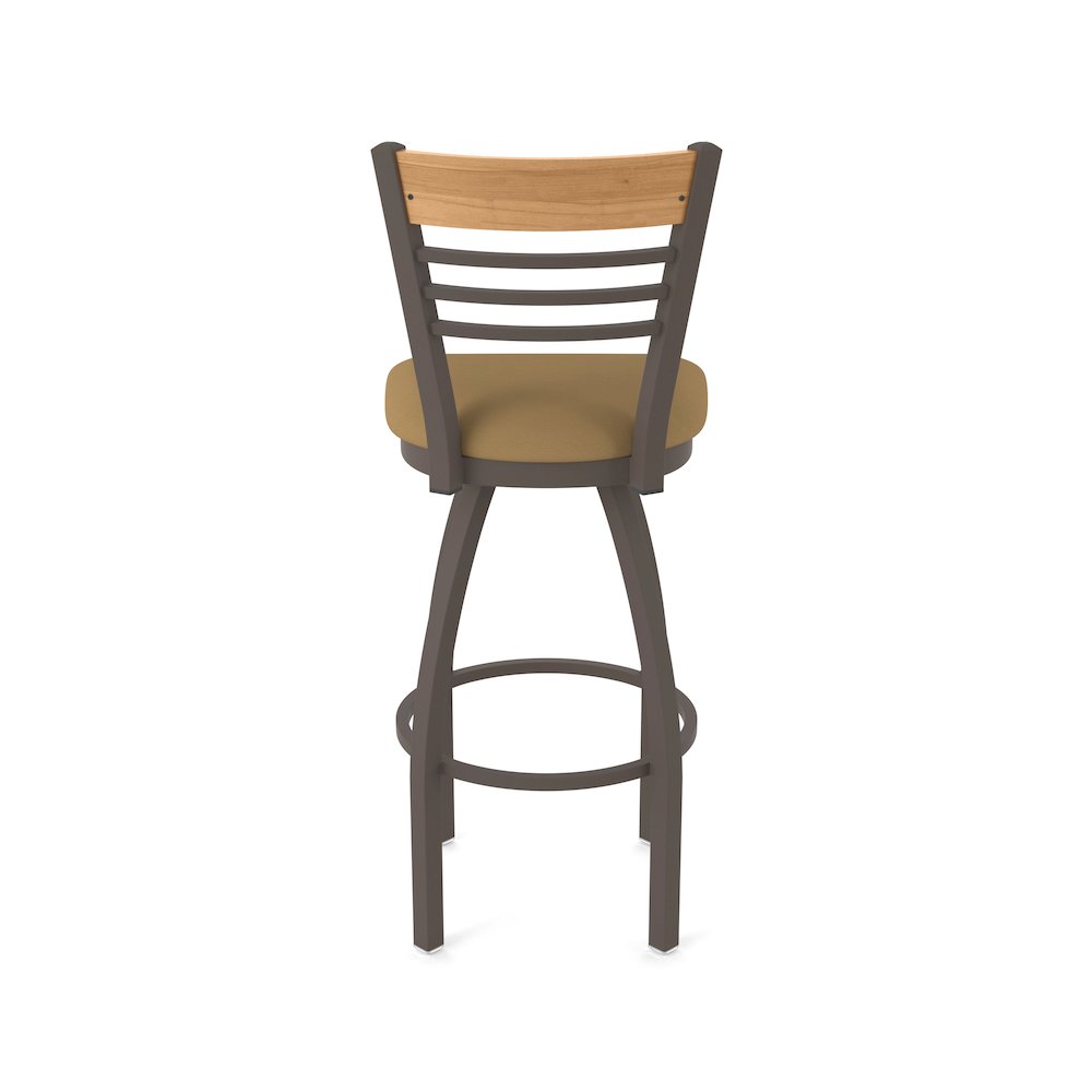 30" Swivel Bar Stool, Bronze Finish, Medium Back, Canter Saddle Seat. Picture 6