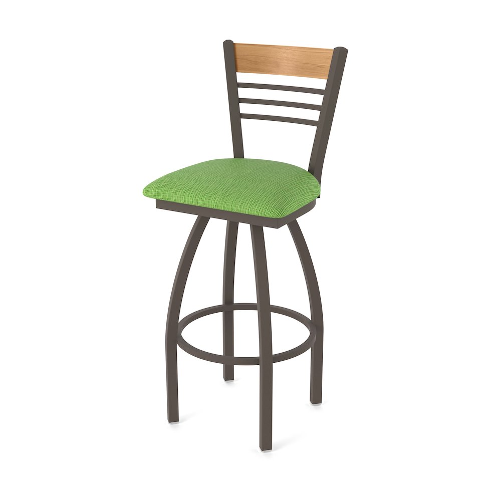30" Swivel Bar Stool, Bronze Finish, Medium Back, Graph Parrot Seat. Picture 1