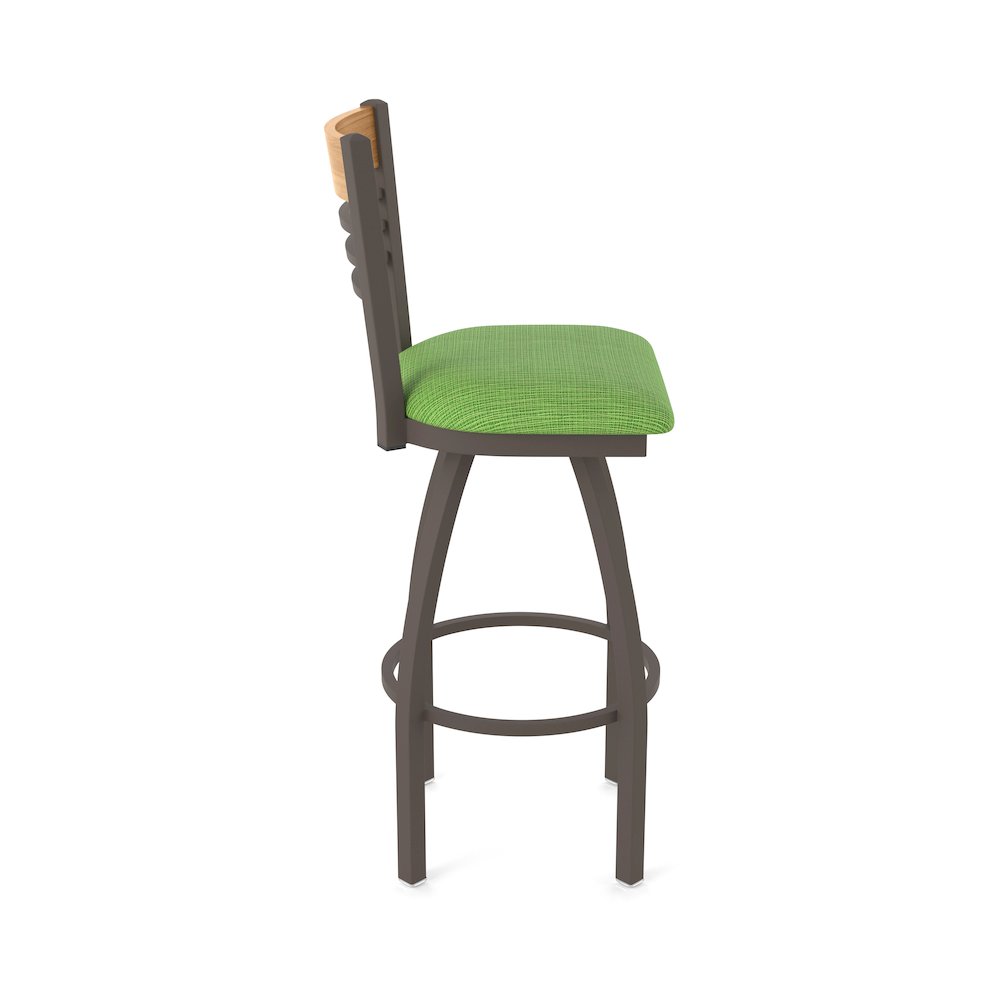 30" Swivel Bar Stool, Bronze Finish, Medium Back, Graph Parrot Seat. Picture 4