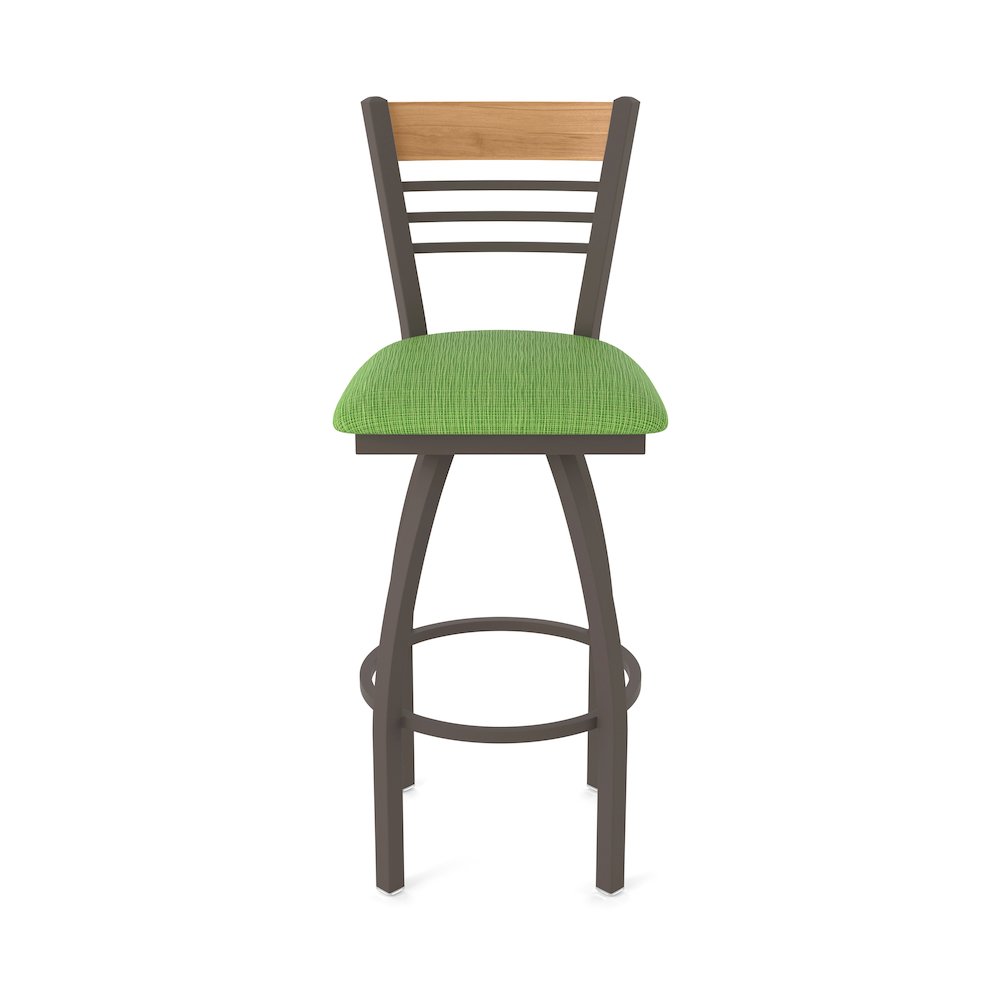 30" Swivel Bar Stool, Bronze Finish, Medium Back, Graph Parrot Seat. Picture 5