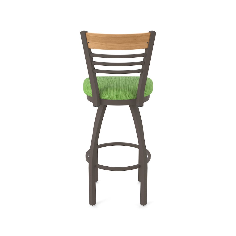30" Swivel Bar Stool, Bronze Finish, Medium Back, Graph Parrot Seat. Picture 6